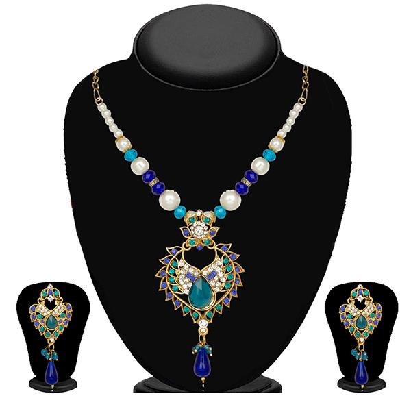 Kriaa Green And Blue Stone Necklace Set