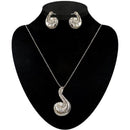 Kriaa Silver Plated White Austrian Stone Pendant Set - 2101106
