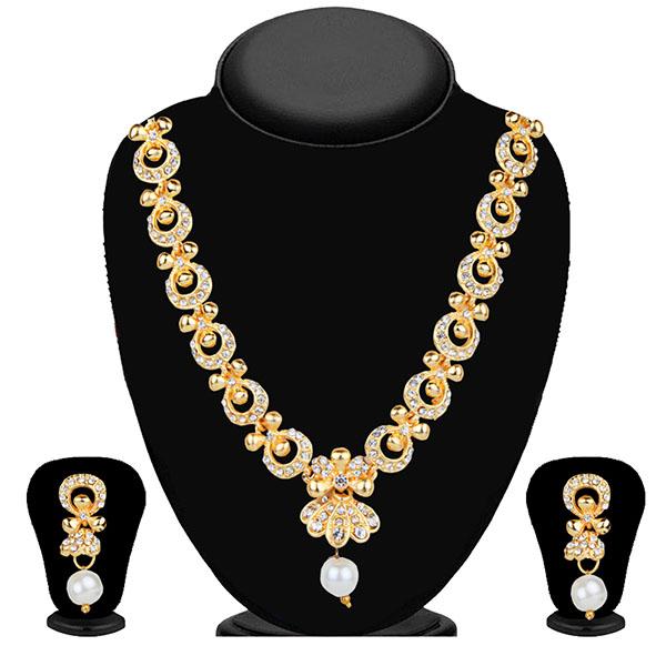 Kriaa Gold Plated White Austrian Stone Necklace Set - 2101404