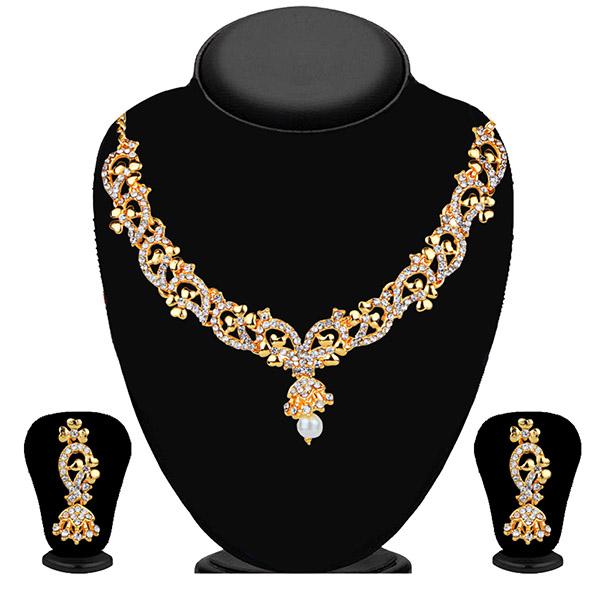 Kriaa White Austrian Stone Gold Plated Necklace Set - 2101606