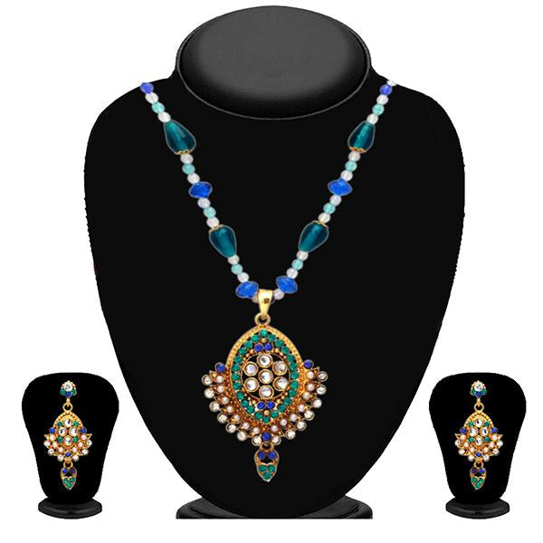 Kriaa Blue Austrian Stone Necklace Set - 2102705