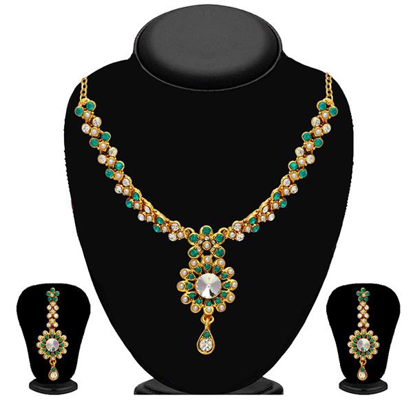 Kriaa Blue Austrian Stone Gold Plated Necklace Set - 2102706