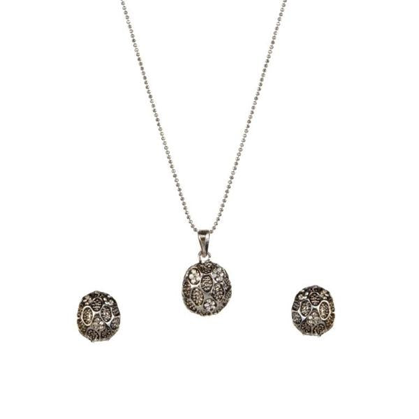 Kriaa Silver Plated Austrian Stone Pendant Set