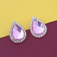 Kriaa Gold Plated White And Pink Austrian Stone Stud Earrings - 2104307