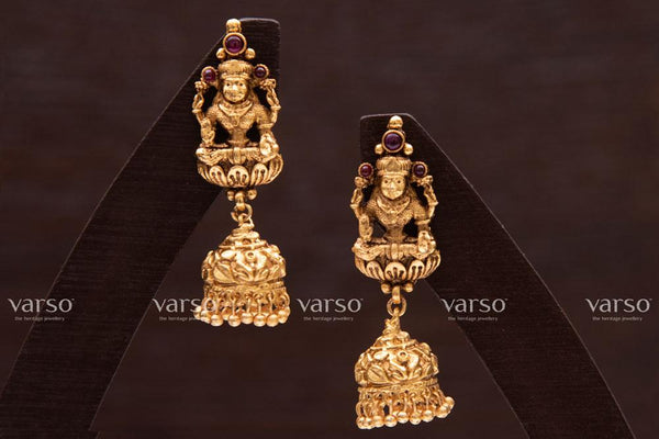 Varso Kempu Gold Antique  Brass Alloy Ball Dangler Earrings  - 211008