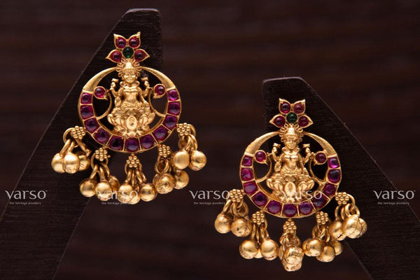 Varso Kempu & Emerald Gold  Alloy Ball Dangler Earrings  - 211107