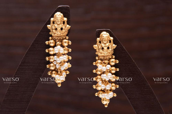 Varso  Gold  Alloy Pearl Dangler Earrings  - 211121