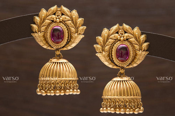 Varso Kempu Gold  Alloy Ball Jhumkas  Earrings  - 211167