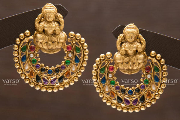 Varso Navratna Gold  Alloy  Dangler Earrings  - 211189