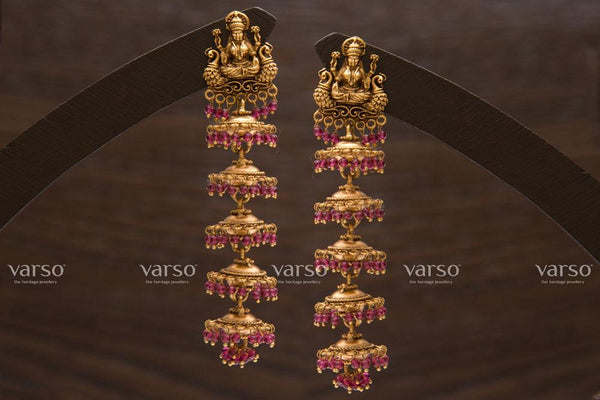 Varso Ruby Gold  Alloy  Jhumkas  Earrings  - 211210