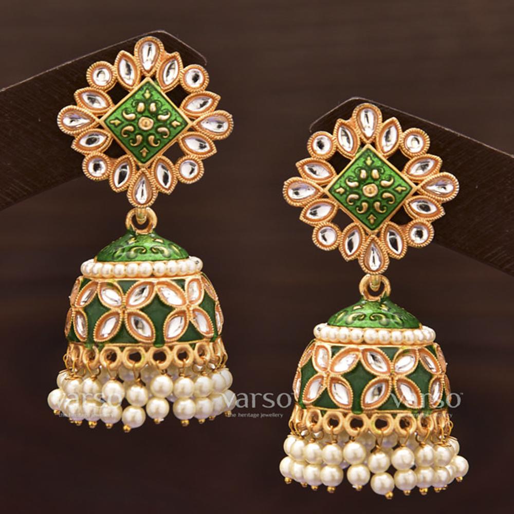 Varso Jhumki Kundan Flower Cut Pearl Multicolour  -  211277