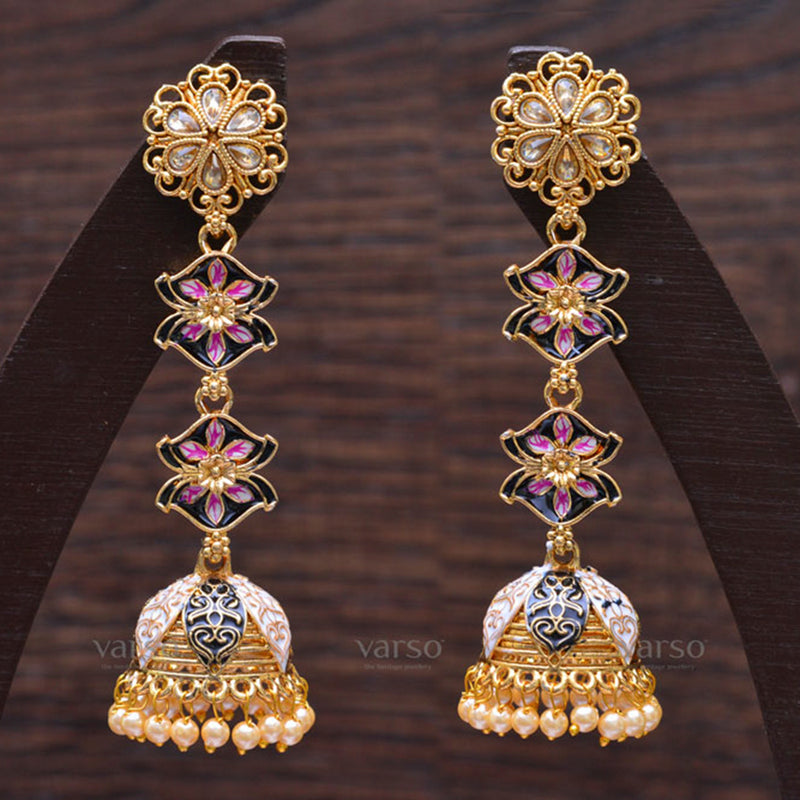 Varso Lotus Design Imprint small Jhumki wt Ball