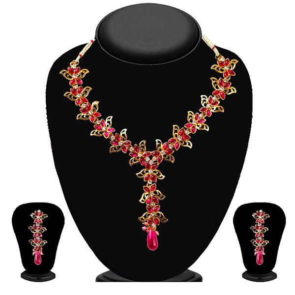 Soha Fashion Pink Kundan Stone Drop Necklace Set