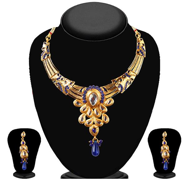 Tip Top Fashions Blue Austrian Stone Necklace Set - 2200504