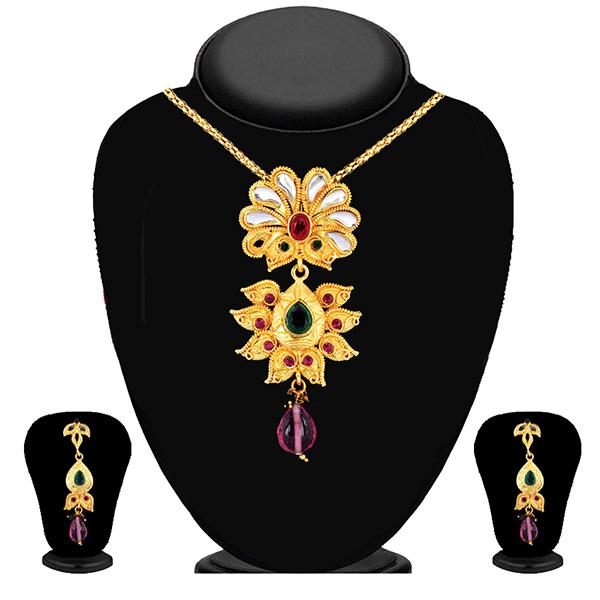 Soha Fashion Multicolour Kundan Drop Pendant Set