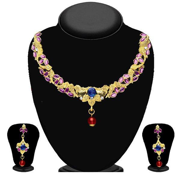 Soha Fashion Multicolour Kundan Drop Necklace Set
