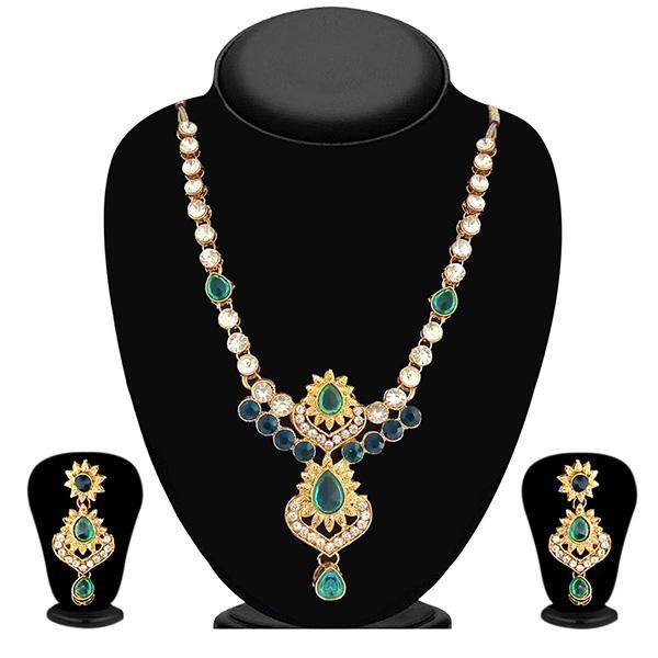 Tip Top Fashions Gold Plated Green Austrian Stone Necklace Set - 2201104