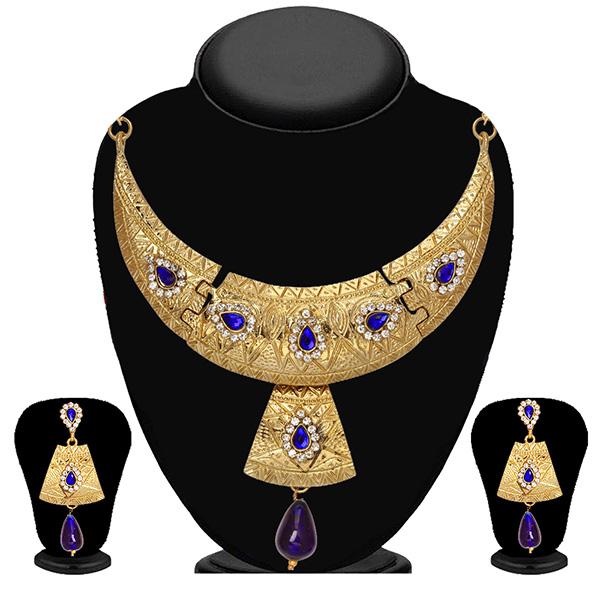 Tip Top Fashions Blue Austrian Stone Drop Necklace Set - 2201505