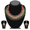 Tip Top Fashions Pink Kundan Meenakari Necklace Set - 2202105