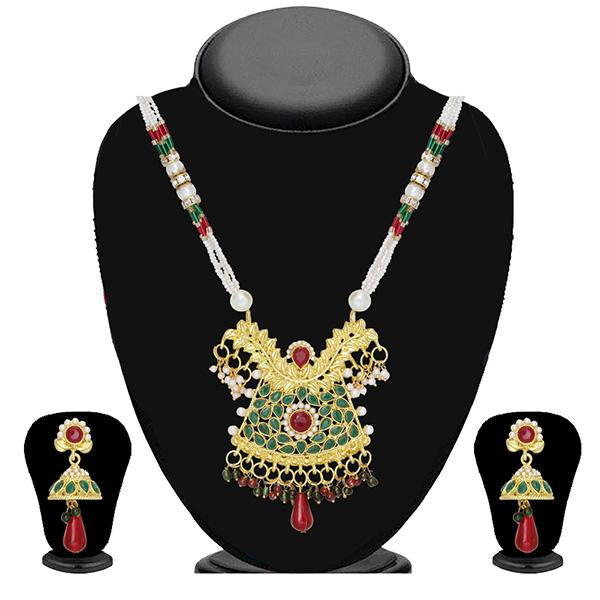 Soha Fashion Green Pota Stone Necklace Set