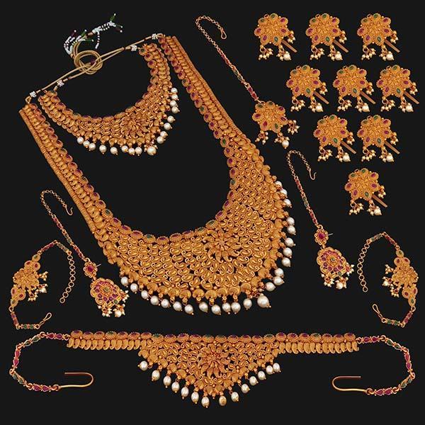 Shubham Pota Stone Copper Bridal Jewellery Set