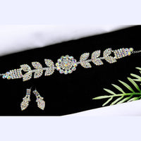 Mahavir Silver Plated Austrian Stone Necklace Set