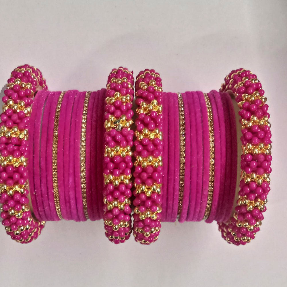 Shree Asha Bangles Austrian Stone Double Hand Bangles Set