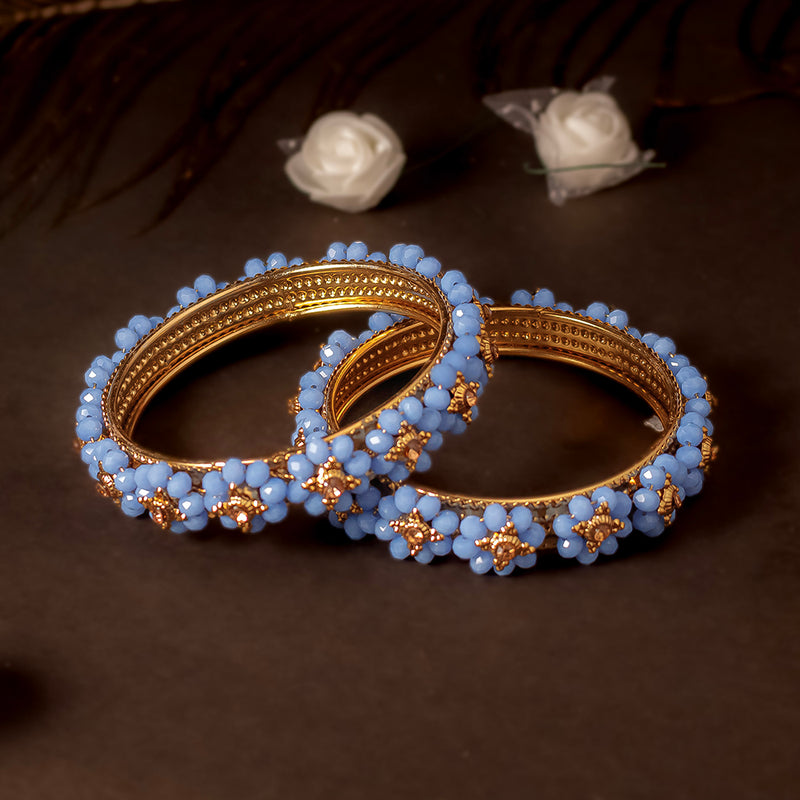 SOB Set of two Crystal Bangles with Studded Diamond & Handcrafted Bangles