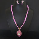 Kriaa Pink Beads And Kundan Gold Plated Necklace Set - 2800324K