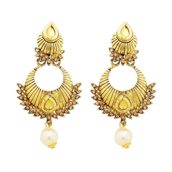 Jheel Austrian Stone Kundan Pearl Drop Dangler Earrings - 2900202A