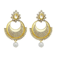 Jheel Austrian Stone And Kundan Pearl Drop Dangler Earrings - 2900205B