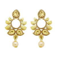 Jheel Austrian Stone Kundan Pearl Drop Dangler Earrings - 2900210A