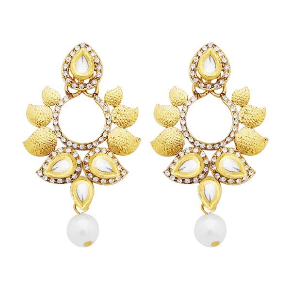 Jheel Austrian Stone Kundan Pearl Drop Dangler Earrings - 2900210B