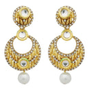 Jheel Austrian Stone Kundan Pearl Drop Dangler Earrings - 2900213B