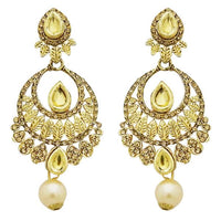 Jheel Austrian Stone Kundan Pearl Drop Dangler Earrings - 2900216A