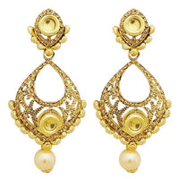 Jheel Austrian Stone Pearl Drop Dangler Earrings - 2900217A