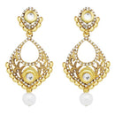 Jheel Gold Plated Stone Pearl Drop Dangler Earrings - 2900217B