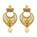 Jheel Stone Gold Plated Pearl Drop Dangler Earrings - 2900218A