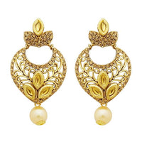 Jheel Stone Gold Plated Pearl Drop Dangler Earrings - 2900218A