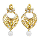 Jheel Stone Gold Plated Pearl Drop Dangler Earrings - 2900218B