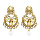 Jheel Stone Gold Plated Pearl Drop Dangler Earrings - 2900220B