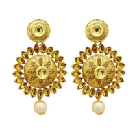 Jheel Kundan Stone Gold Plated Pearl Drop Dangler Earrings - 2900223A