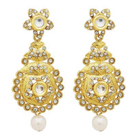 Jheel Kundan Gold Plated Austrian Stone Dangler Earrings - 2900224B