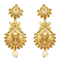 Jheel Kundan Gold Plated Austrian Stone Dangler Earrings - 2900226A