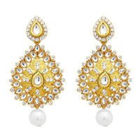 Jheel Kundan Gold Plated Austrian Stone Dangler Earrings - 2900227B