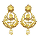 Jheel Gold Plated Stone Pearl Drop Dangler Earrings - 2900231A