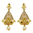 Jheel Gold Plated Stone Pearl Drop Dangler Earrings - 2900232A