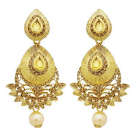 Jheel Austrian Stone Gold Plated Pearl Drop Dangler Earrings - 2900243A