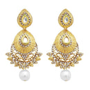 Jheel Austrian Stone Gold Plated Pearl Drop Dangler Earrings - 2900243B