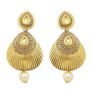 Jheel Gold Plated Austrian Stone Pearl Drop Dangler Earrings - 2900251A